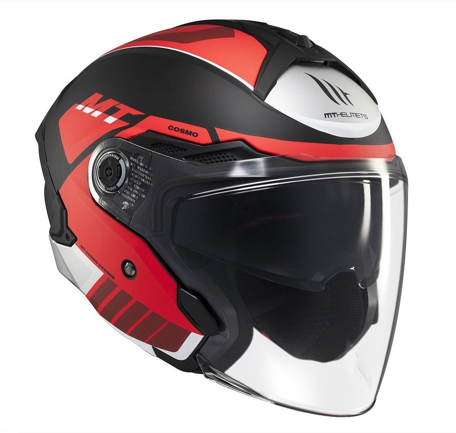 Casca open face motociclete MT Cosmo SV Cruiser B5 rosu mat (ochelari soare integrati)