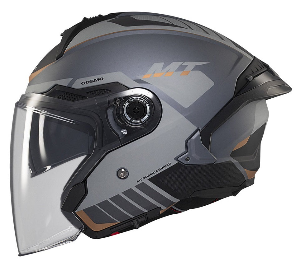 Casca open face motociclete MT Cosmo SV Cruiser C2 gri mat (ochelari soare integrati)
