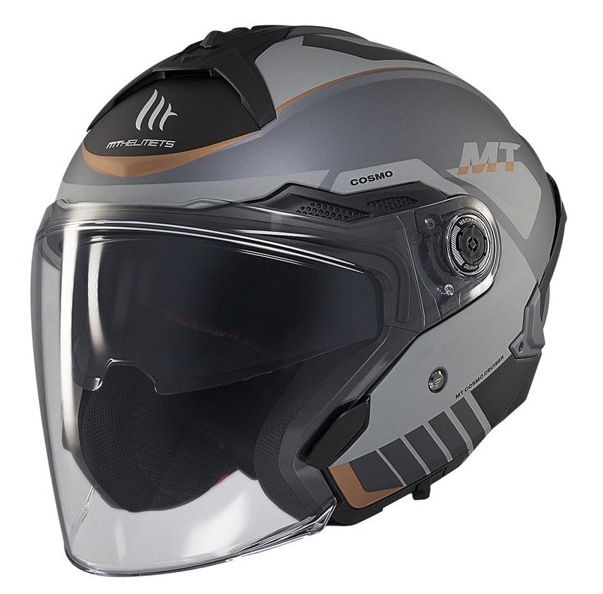 Casca open face motociclete MT Cosmo SV Cruiser C2 gri mat (ochelari soare integrati)