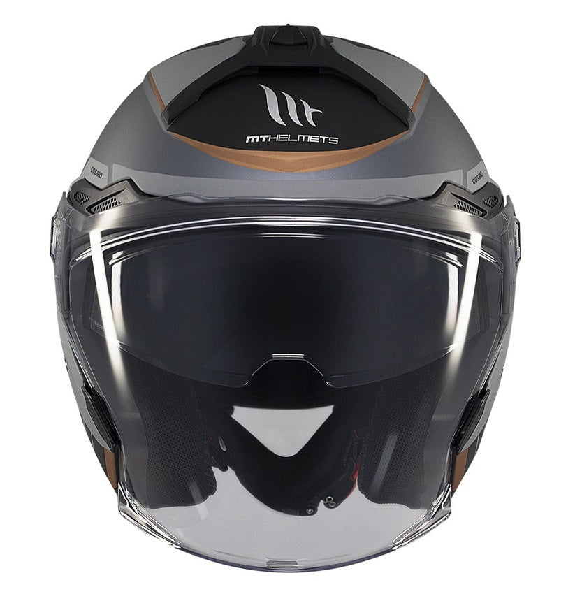 Casca open face motociclete MT Cosmo SV Cruiser C2 gri mat (ochelari soare integrati)