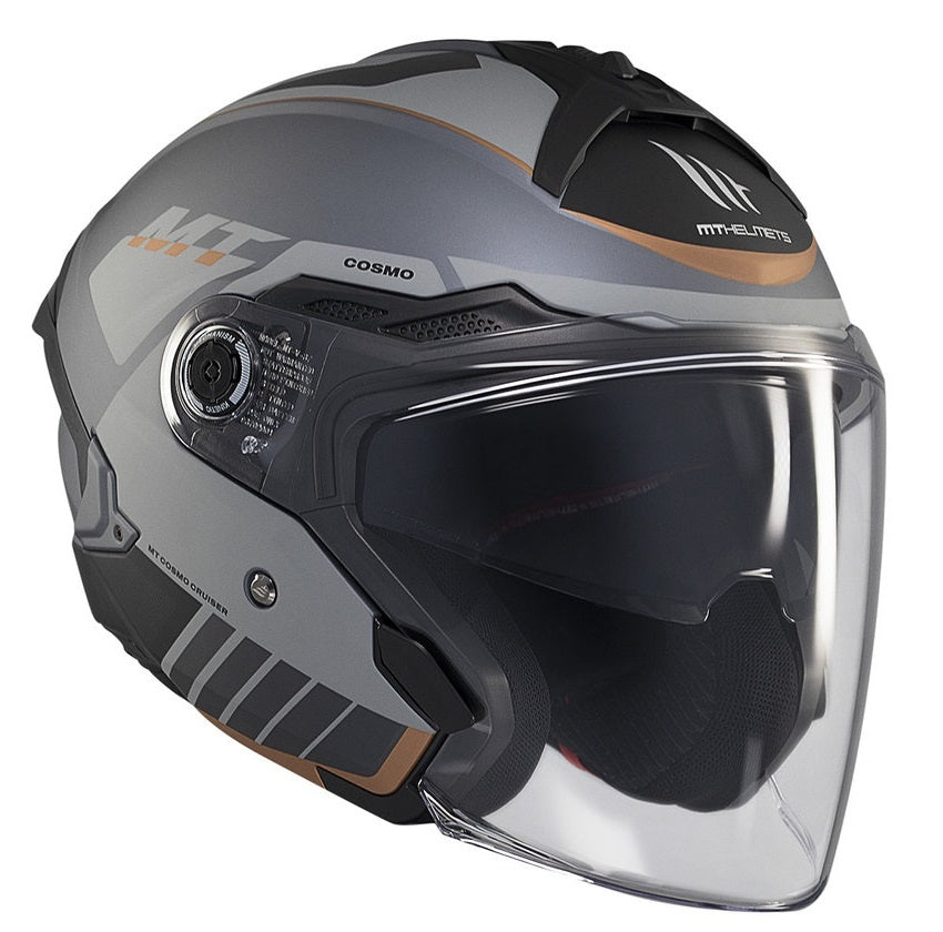 Casca open face motociclete MT Cosmo SV Cruiser C2 gri mat (ochelari soare integrati)
