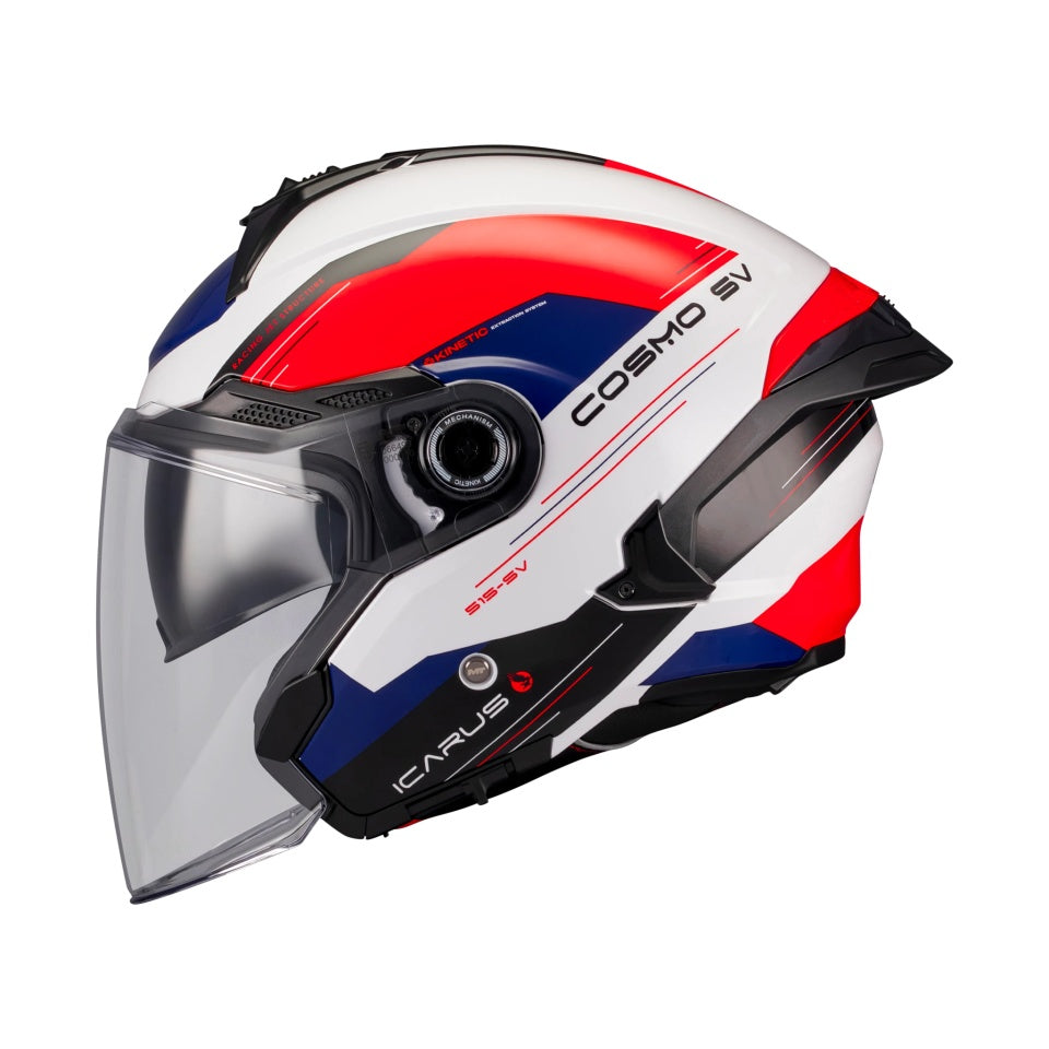 Casca open face motociclete MT Cosmo SV Icarus A5 rosu lucios (ochelari soare integrati) - tip viziera: MT-V-37