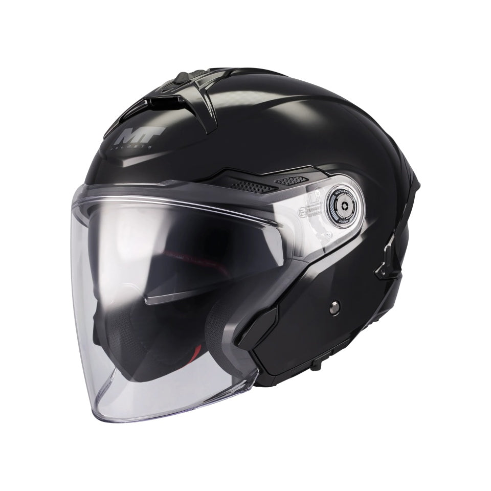 Casca open face motociclete MT Cosmo SV Pure A1 negru lucios (ochelari soare integrati) - tip viziera: MT-V-37