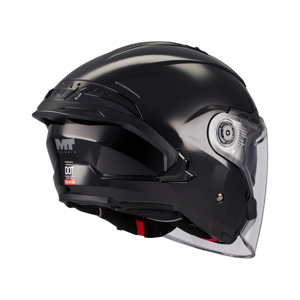 Casca open face motociclete MT Cosmo SV Pure A1 negru lucios (ochelari soare integrati) - tip viziera: MT-V-37