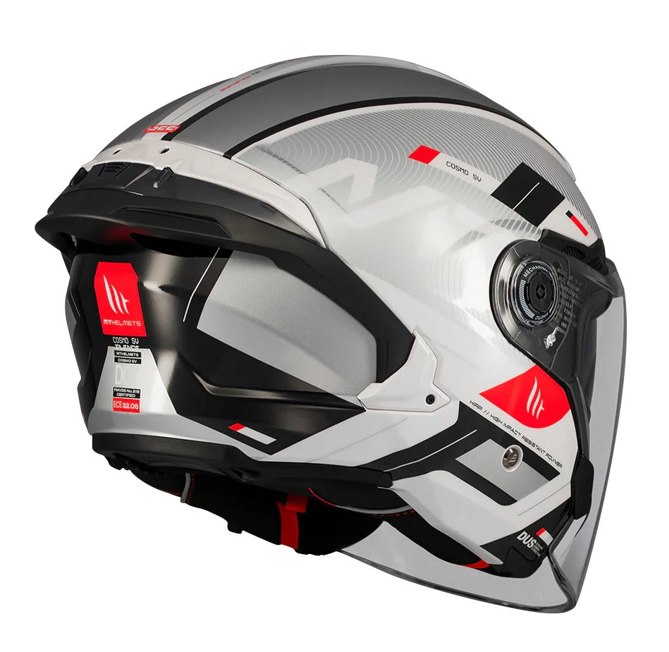 Casca open face motociclete MT Cosmo SV Silence A2 gri lucios (ochelari soare integrati)