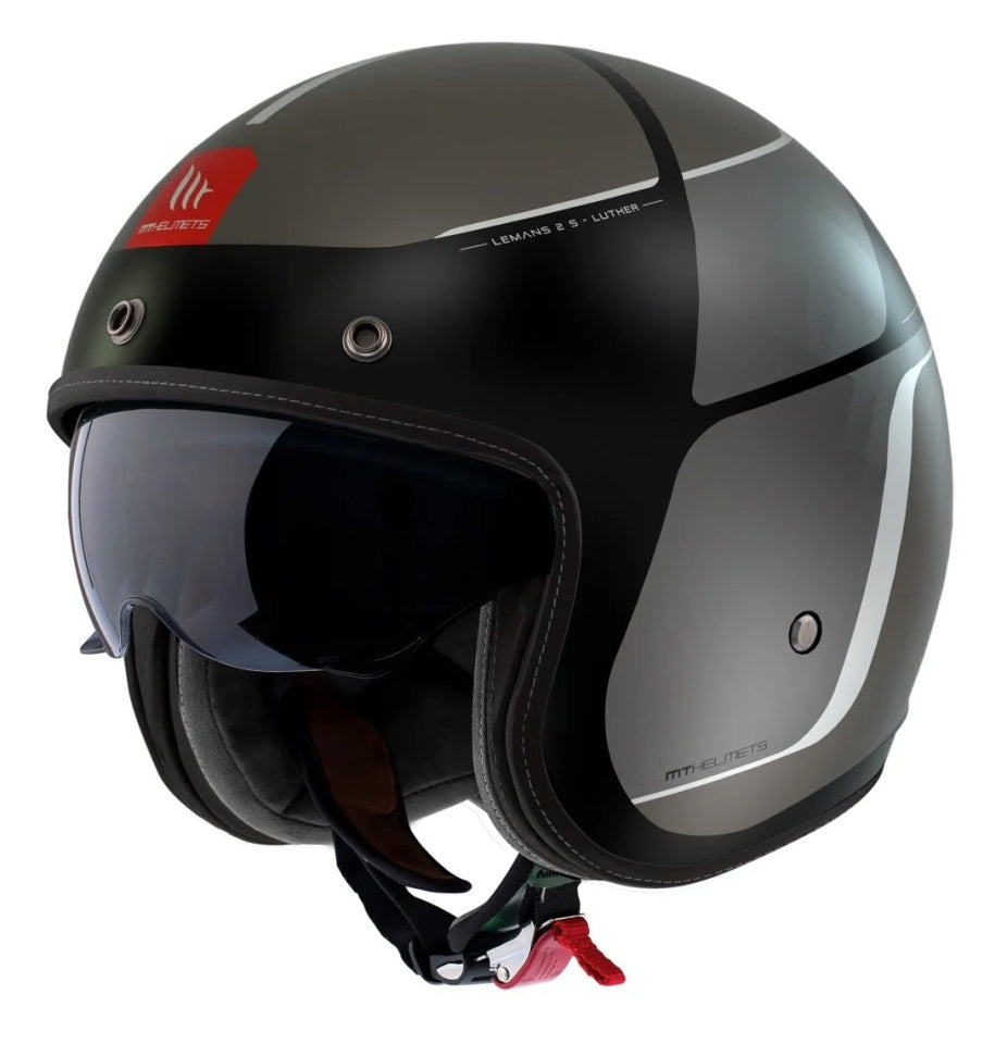 Casca open face motociclete MT Le Mans 2 S SV Luther B12 gri mat (ochelari soare integrati) - omologare noua ECE 22.06