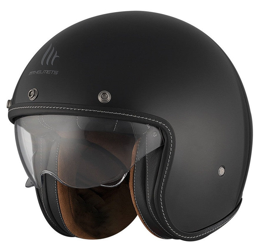 Casca open face motociclete MT Le Mans 2 S SV negru lucios (ochelari soare integrati) - omologare noua ECE 22.06
