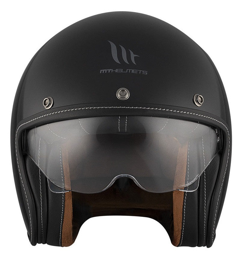 Casca open face motociclete MT Le Mans 2 S SV negru lucios (ochelari soare integrati) - omologare noua ECE 22.06