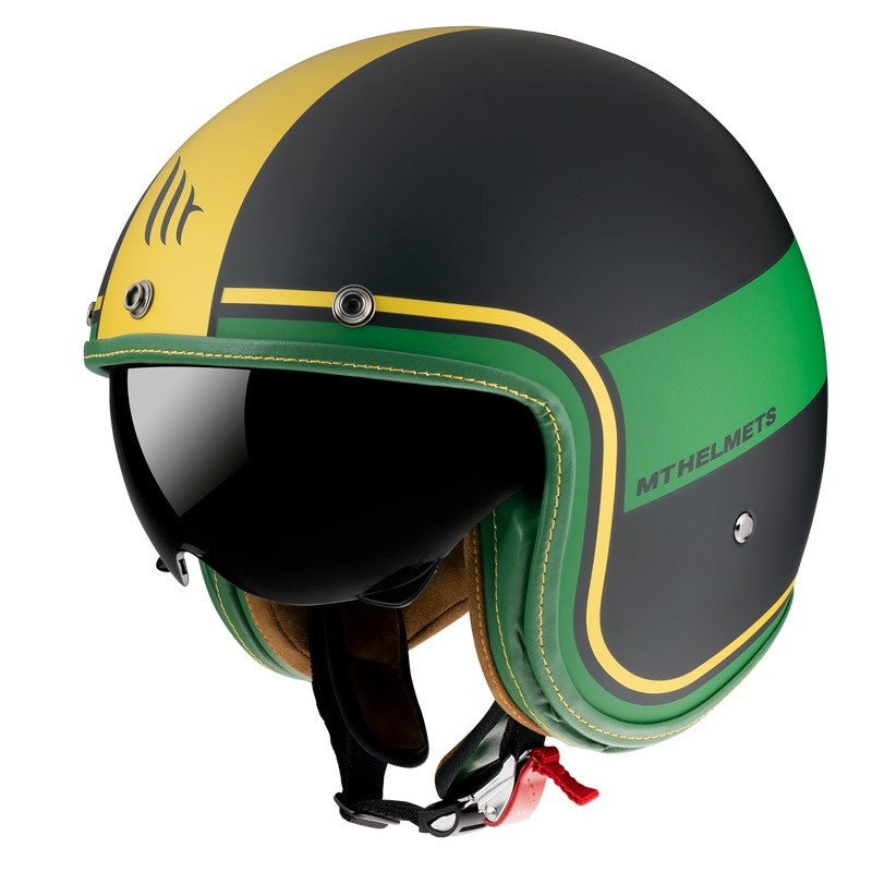Casca open face MT Le Mans 2 SV Tant C9 negru/auriu mat (ochelari soare integrati)