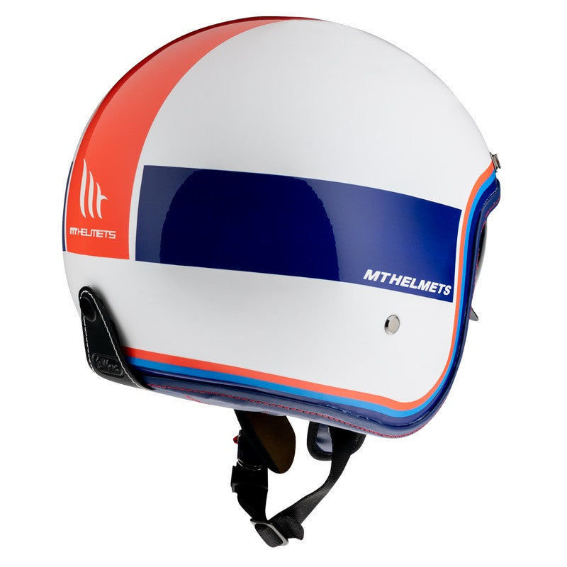 Casca open face MT Le Mans 2 SV Tant D15 alb/rosu/albastru lucios (ochelari soare integrati)