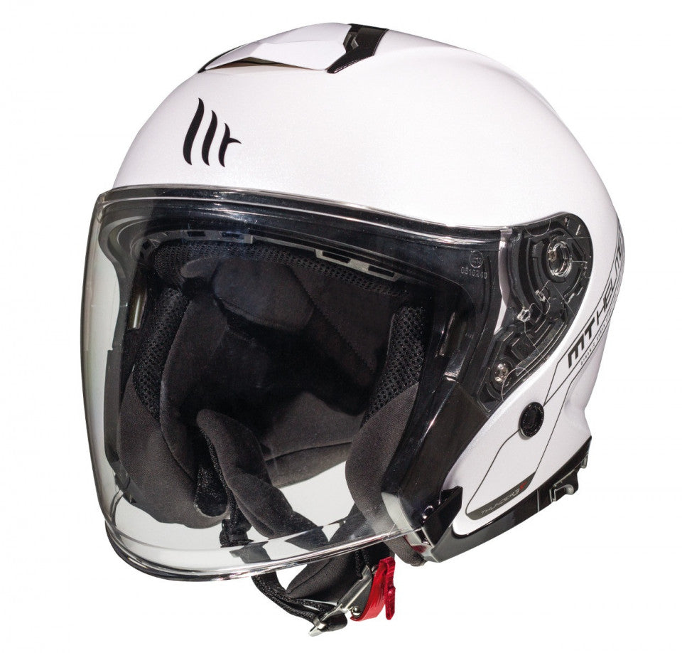 Casca open face MT Thunder III SV Jet A0 alb lucios (ochelari soare integrati) – tip MT-V-19