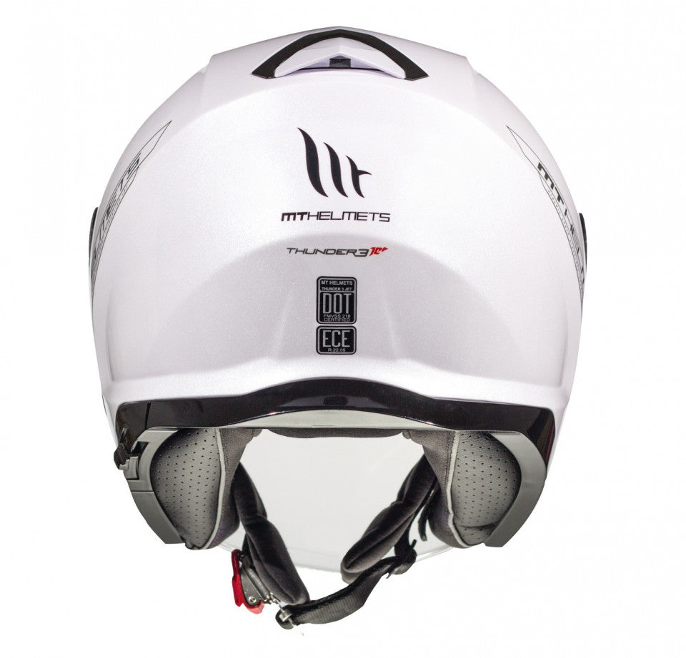 Casca open face MT Thunder III SV Jet A0 alb lucios (ochelari soare integrati) – tip MT-V-19