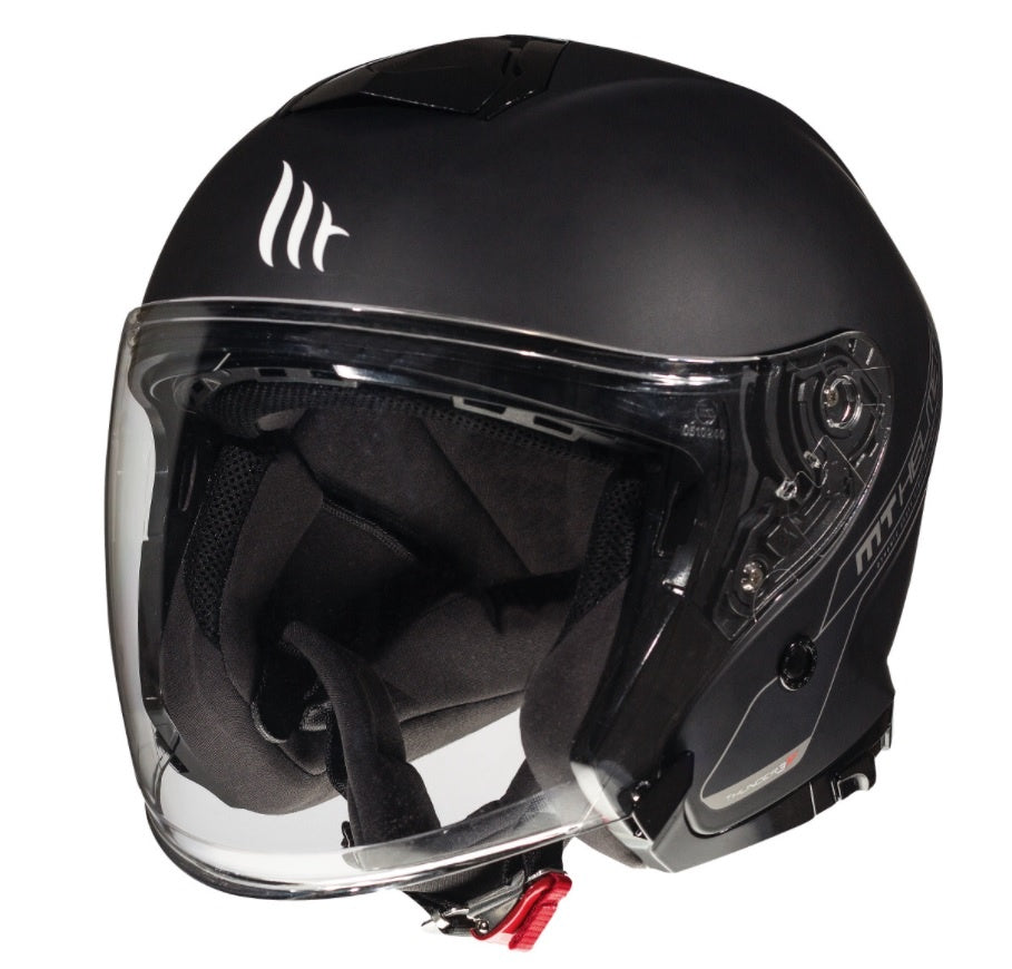 Casca open face MT Thunder III SV Jet A1 negru mat (ochelari soare integrati) – tip MT-V-19 (copie)
