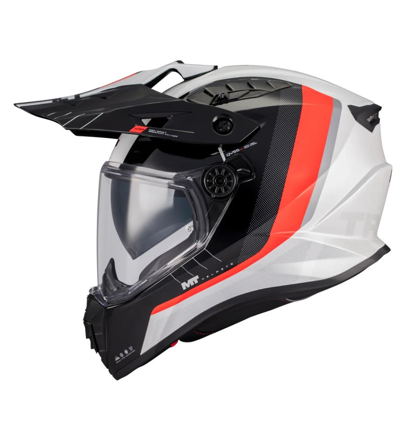Casca touring/adventure MT model Track SV Nomad A15 negru/alb/rosu lucios – tip viziera: HS 12