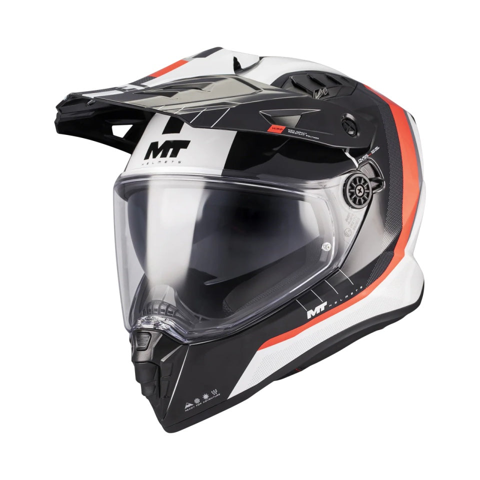Casca touring/adventure MT model Track SV Nomad A15 negru/alb/rosu lucios – tip viziera: HS 12