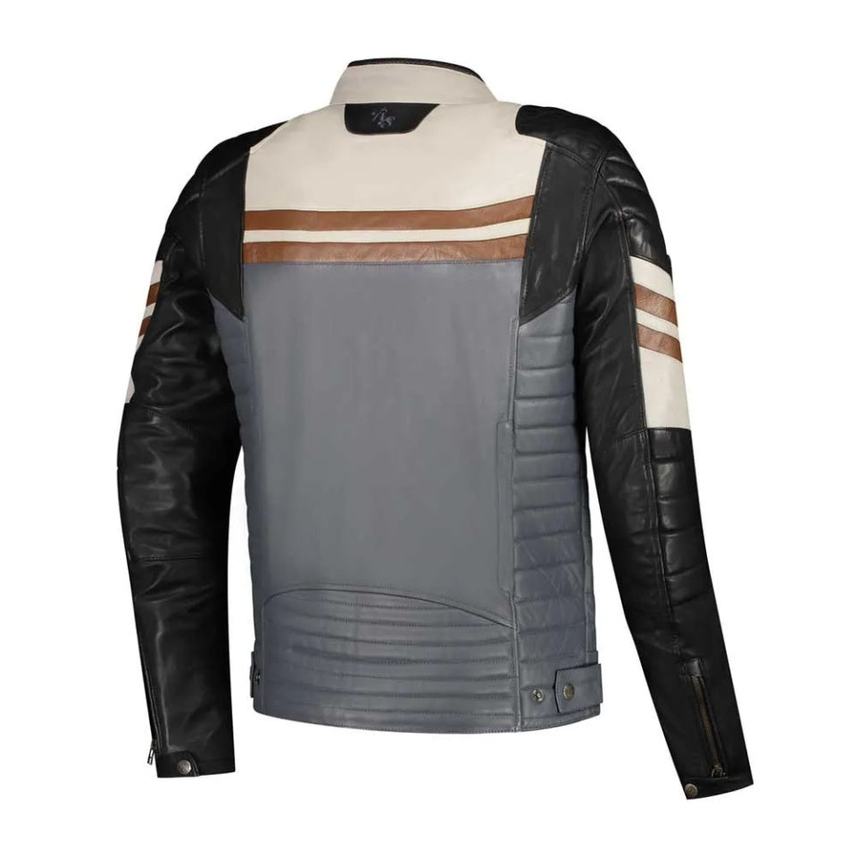 Geaca moto piele Rusty Stitches Jack Steve Black/Grey/