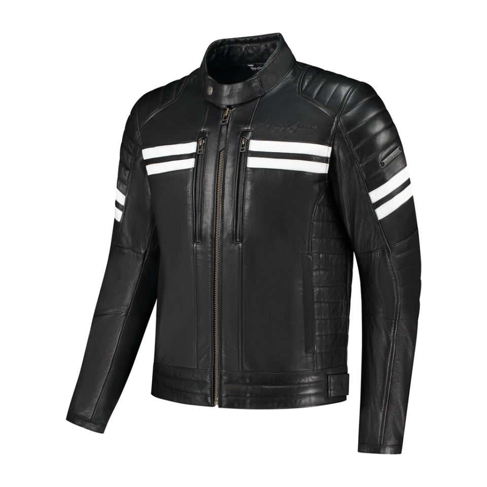 Geaca moto piele Rusty Stitches Jack Steve Black