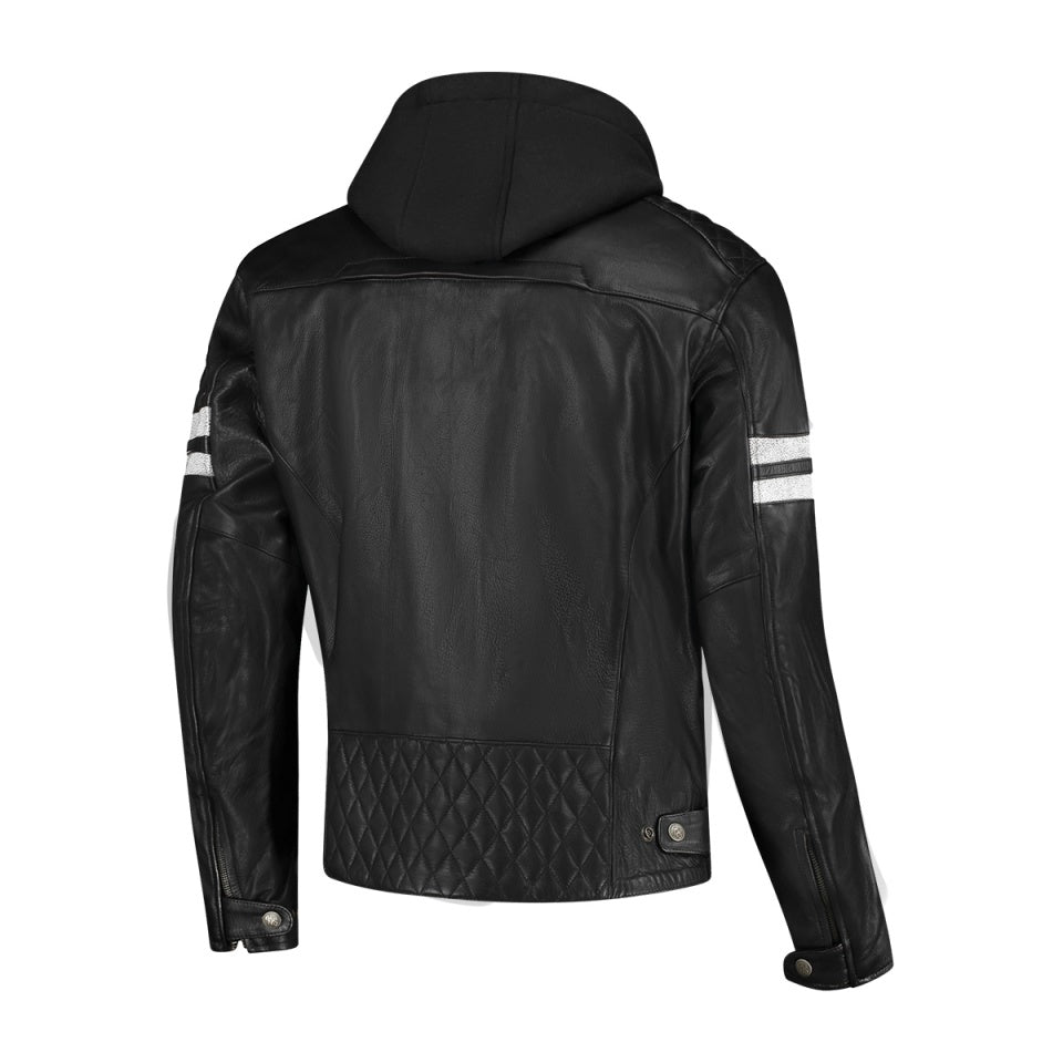 Geaca moto piele Rusty Stitches Jari Hooded V2 Black/White