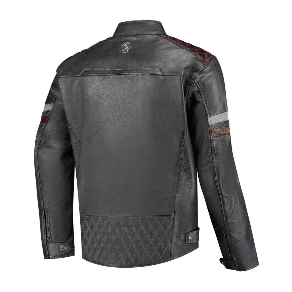 Geaca moto piele Rusty Stitches Jari V2 Grey-Light (protectii incluse)