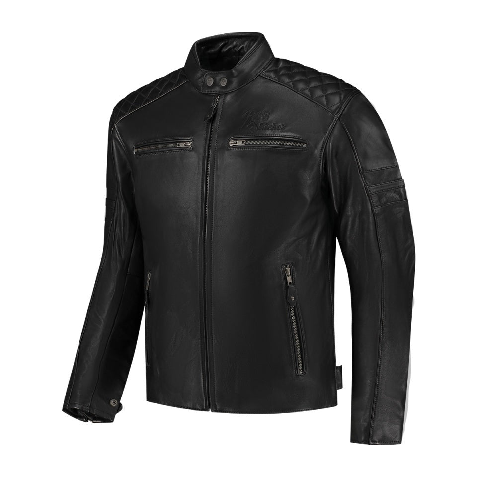 Geaca moto piele Rusty Stitches Jari V2 negru (protectii incluse)