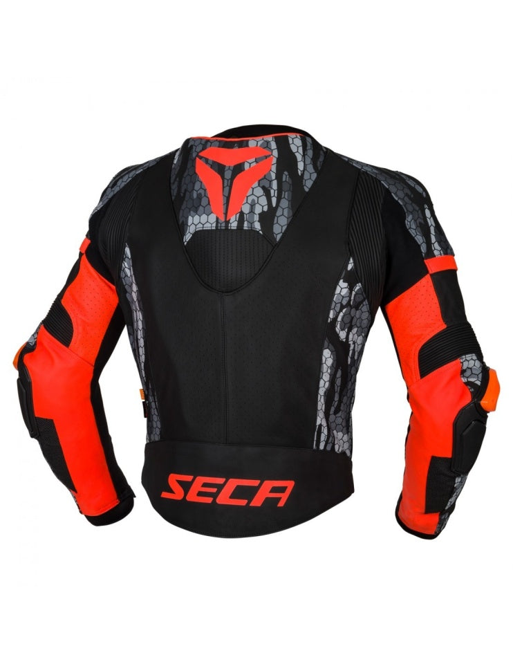 Geaca moto piele SECA SRS II negru/rosu/camo