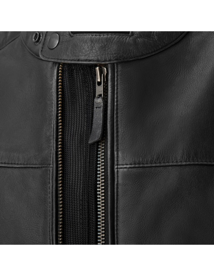 Geaca moto piele SECA Wanted II negru (protectii incluse)