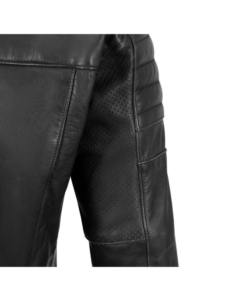 Geaca moto piele SECA Wanted II negru (protectii incluse)