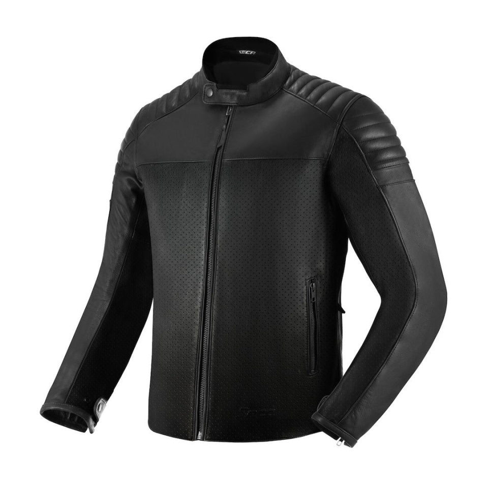 Geaca moto piele SECA Wanted II negru (protectii incluse)
