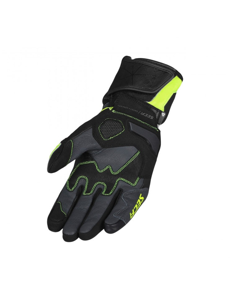 Manusi moto piele SECA Atom Galben Fluo