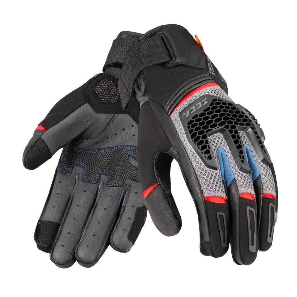 Manusi moto SECA Gravel Grey/Blue/Red