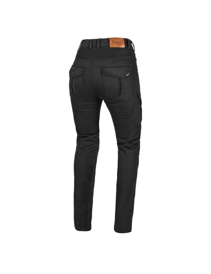 Pantaloni moto cargo SECA Squadron negru, femei (protectii incluse)
